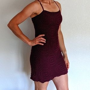 A. Aubrey Burgundy Knit Spaghetti Strap Dress